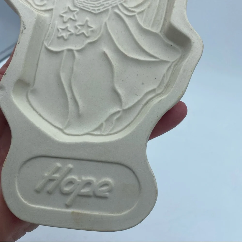 2 VTG Longaberger 1994 Pottery Cookie Molds Angel Hope And East Bunny Series